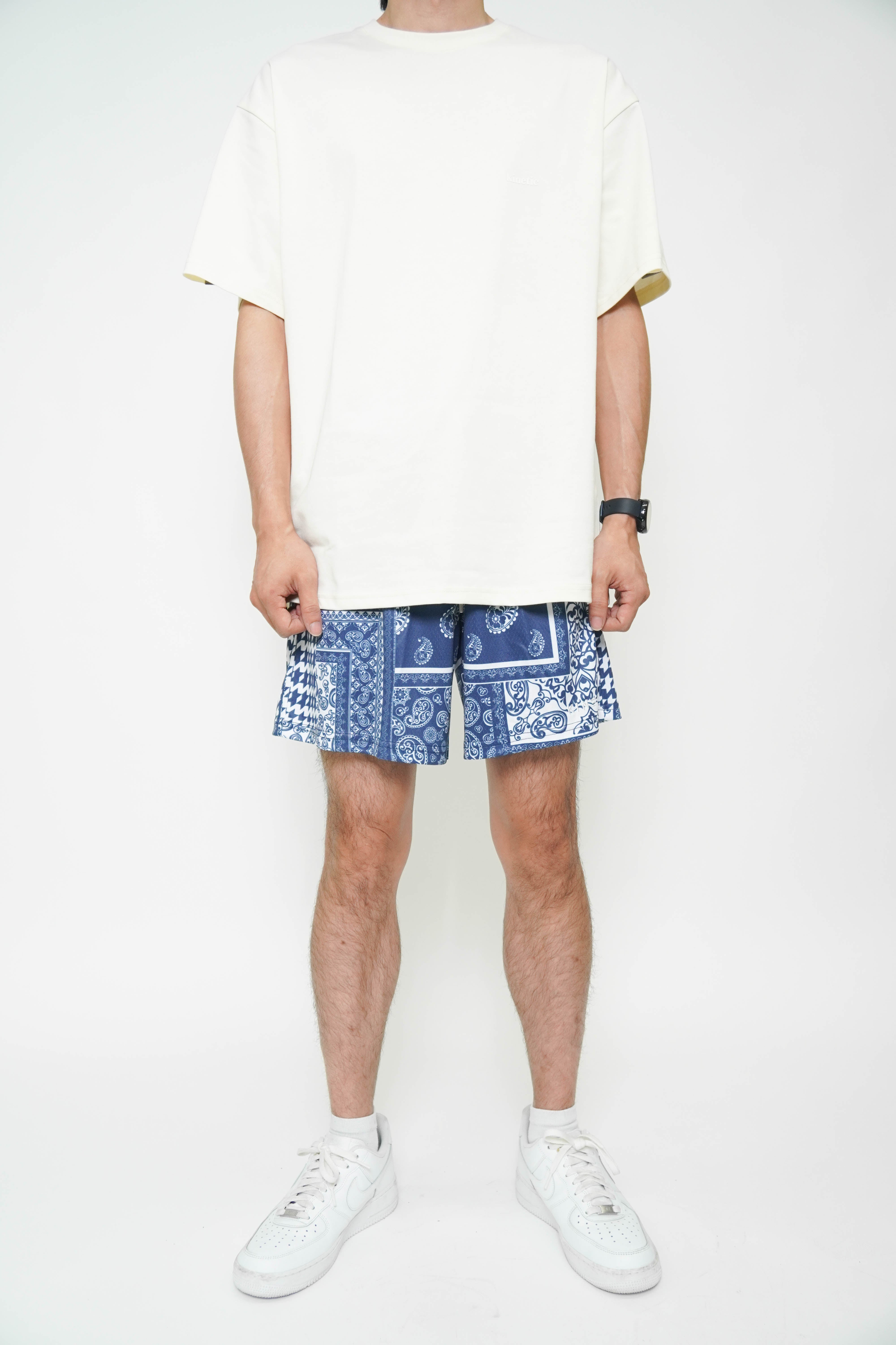 Navy Houndstooth Paisley Fundamental Short